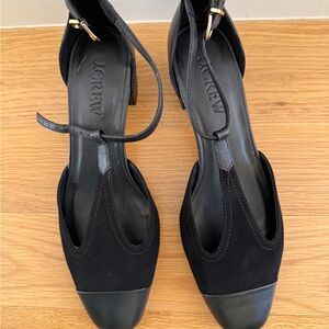 J. Crew Black Suede and Leather Heels Size 7 NIB